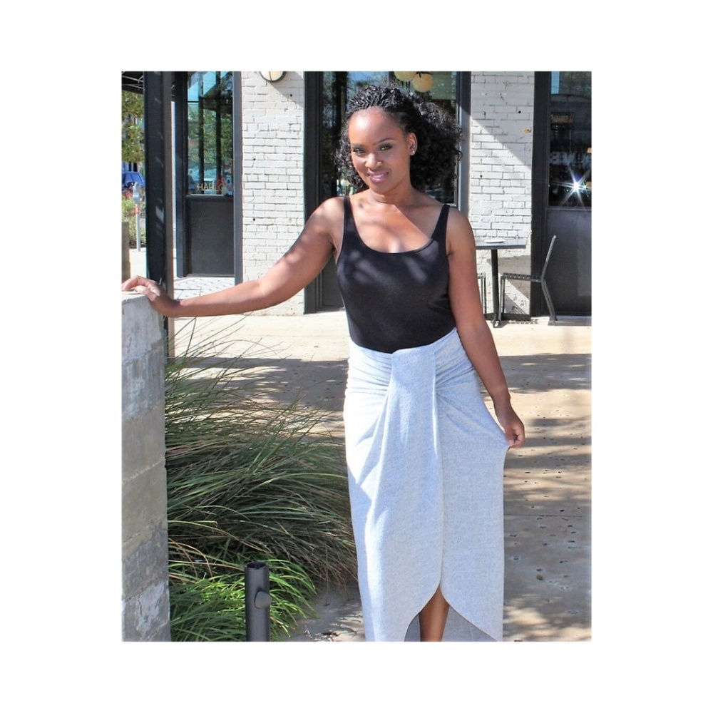 Faux Wrap Maxi Skirt